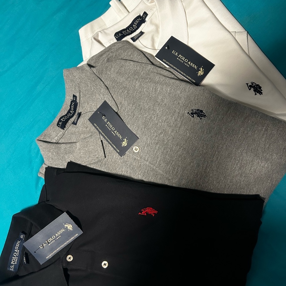 U.S. Polo Assn. Men's Polo Shirt Trio - Black, Gray, White